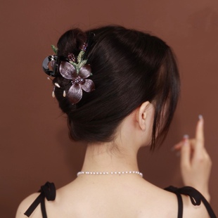 轻奢高级感重工花语系列发夹抓夹妈妈头饰后脑勺发卡盘发鲨鱼夹女