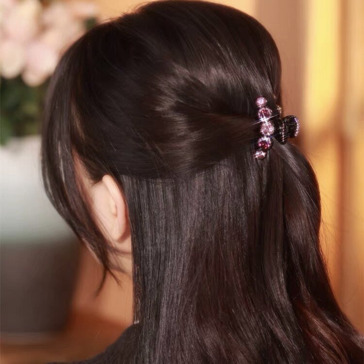轻奢韩式新款紫色抓夹女后脑勺半扎发鲨鱼夹小号亚克力发夹头饰