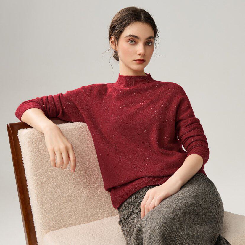 【满身金豆】绵羊毛半高领纯色无缝一体针织毛衣套头内搭女打底衫