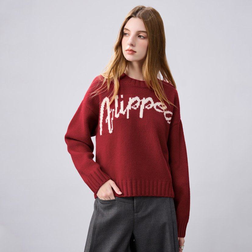 慵懒藏肉加厚100%绵羊毛衫秋冬大码嵌花红毛衣软糯女针织上衣,女装/女士精品,毛针织衫,淘宝优惠券,粉丝福利购,淘宝优惠卷