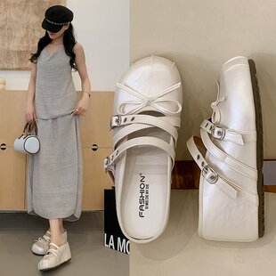 夏季增高坡跟新款包头拖女鞋9厘米增高外穿百搭拖鞋女时尚女皮拖