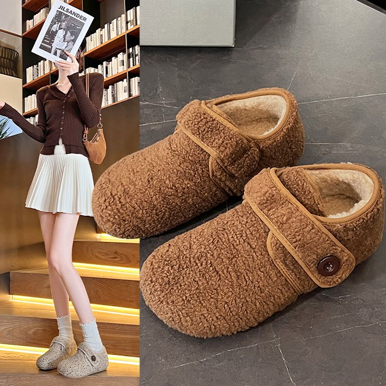 冬季新款毛毛鞋女网红爆款居家棉鞋小土豆勃肯鞋加绒加厚保暖平底