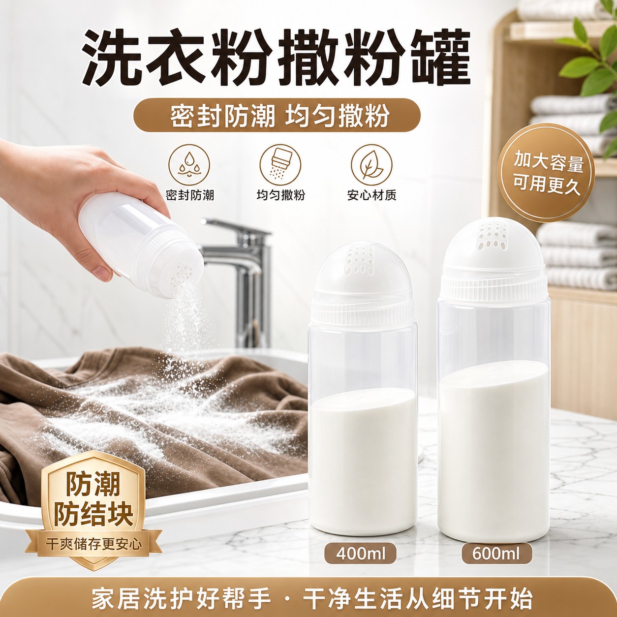 多功能撒粉罐洗衣粉剂分装盒透明可视防潮密封洗衣粉收纳瓶