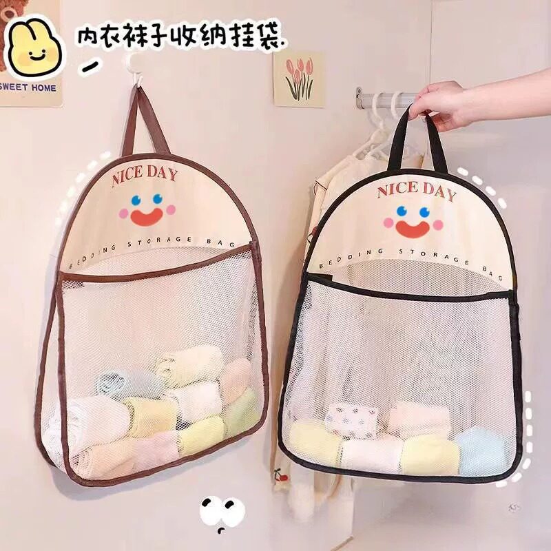 袜子收纳挂袋门后装内衣的袋子网兜挂式布艺宿舍衣柜侧面侧边网袋
