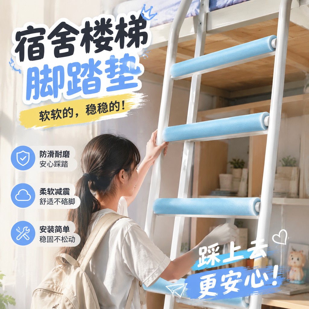 宿舍楼梯脚踏垫上铺爬梯神器海绵包边条防滑垫寝室防撞脚踩垫