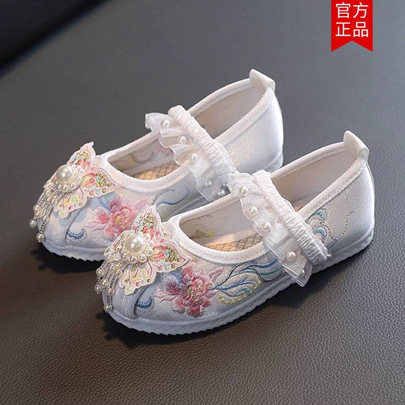 汉服鞋子女夏老北京布鞋绣花鞋中国风公主鞋小学生古装表演舞蹈鞋