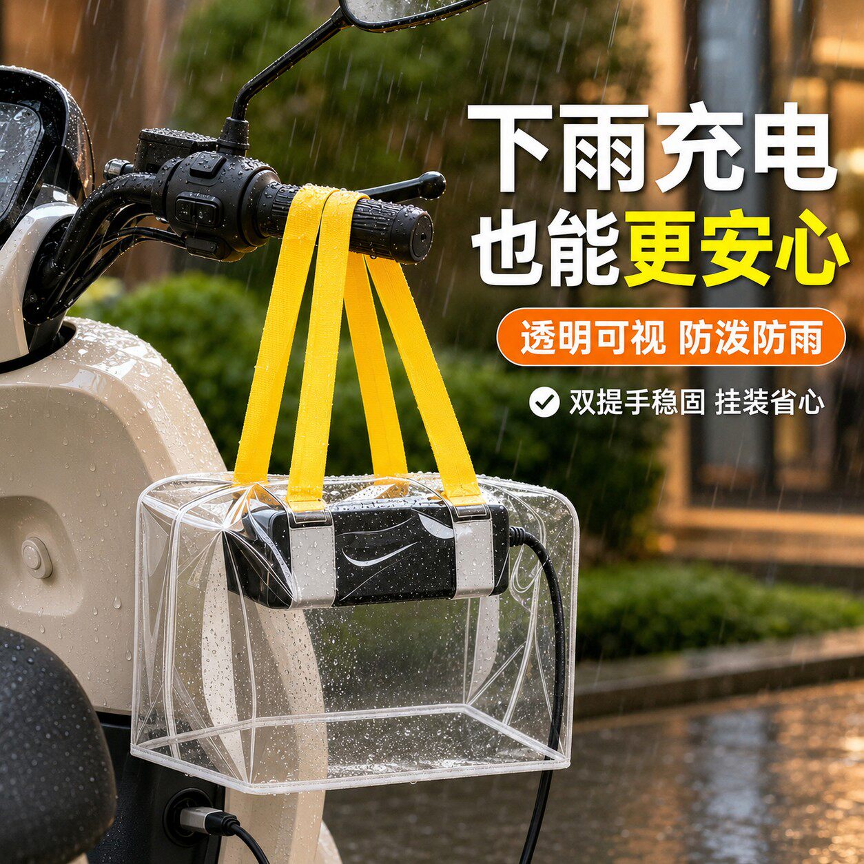 露天电动车充电器防雨罩户外防水收纳袋透明遮雨防尘罩电瓶车专用
