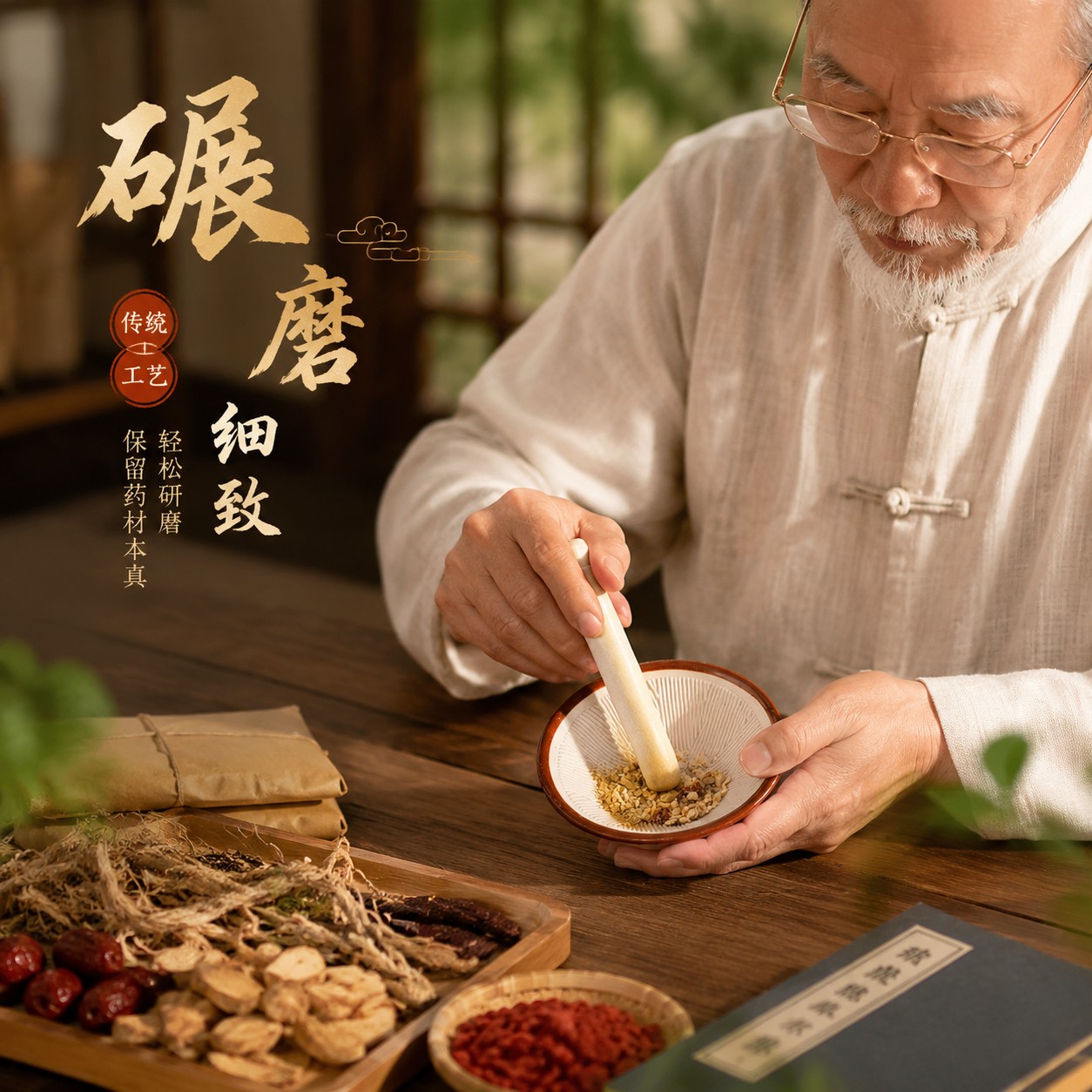 碾药器磨粉小型磨药器药片捣药物陶瓷西洋参中药研磨工具磨药碟钵