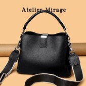 2026流行新款 Atelier Mirage真皮女包荔枝纹多层双肩带高贵斜挎包