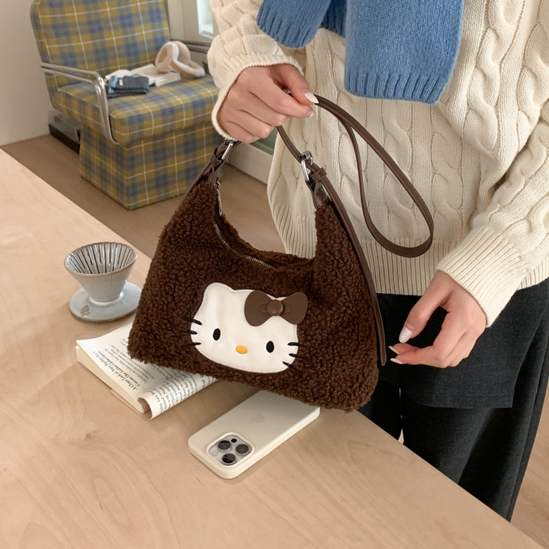 Atelier Mirage毛绒女包2026新款可爱卡通刺绣时尚潮流单肩斜挎包