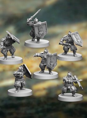 霍比特人铁丘陵矮人战士持剑姿势指环王战棋树脂桌游跑团模型手办