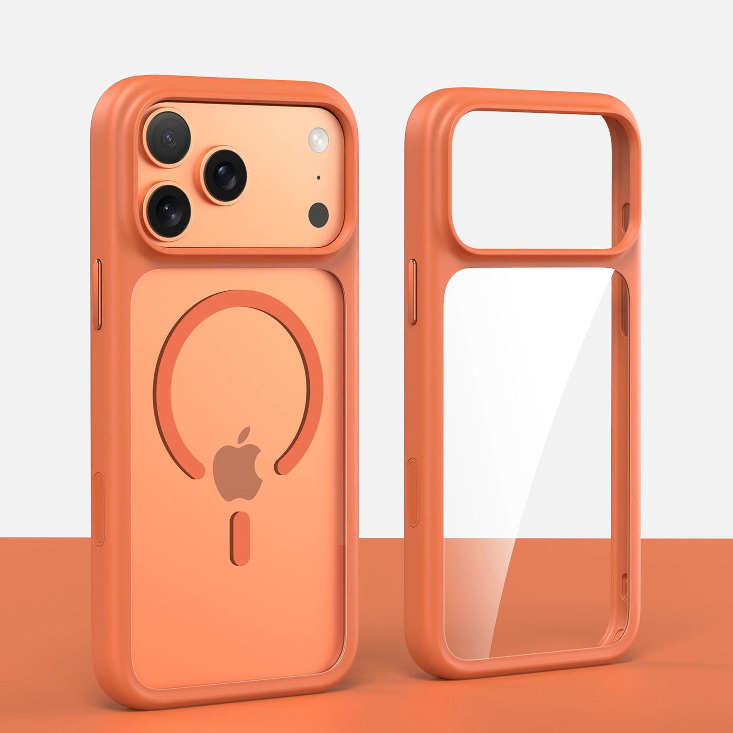 适用ip苹果17pro max手机壳iPhone17pro橙色i17p包自带AI相机按键摄像头镜头不包磁吸透明简约十七pm硅胶软壳