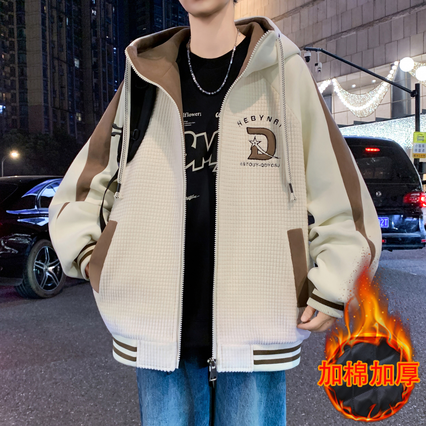 秋冬款棉衣外套12岁男孩初中学生13加棉加厚15大童潮牌棒球服夹克