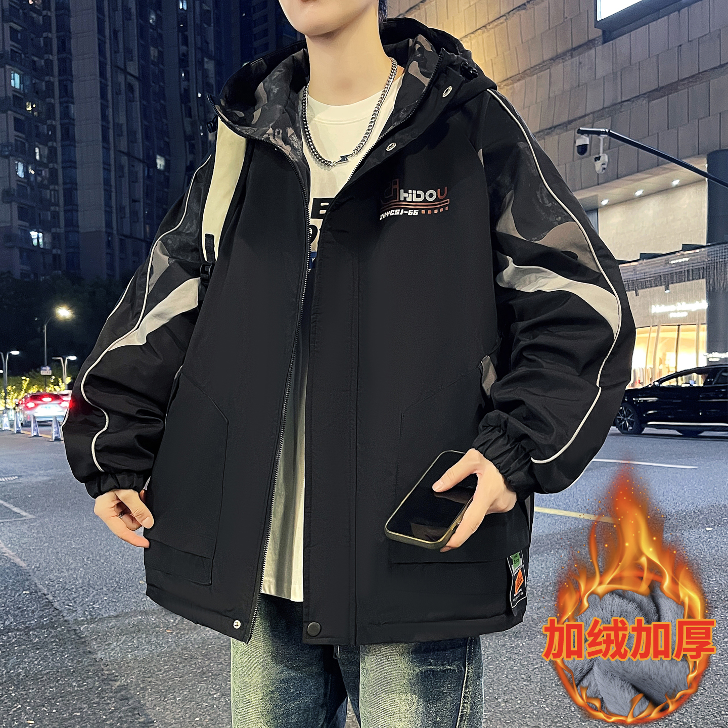 青少年学生秋冬季加绒加厚外套