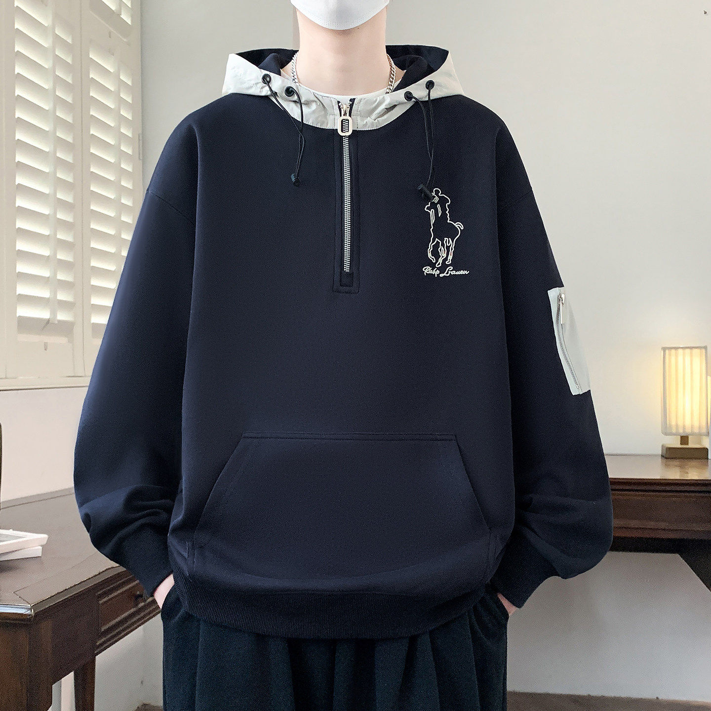 春秋款连帽卫衣男孩初中高中学生潮流外套青少年帅气大童男装上衣