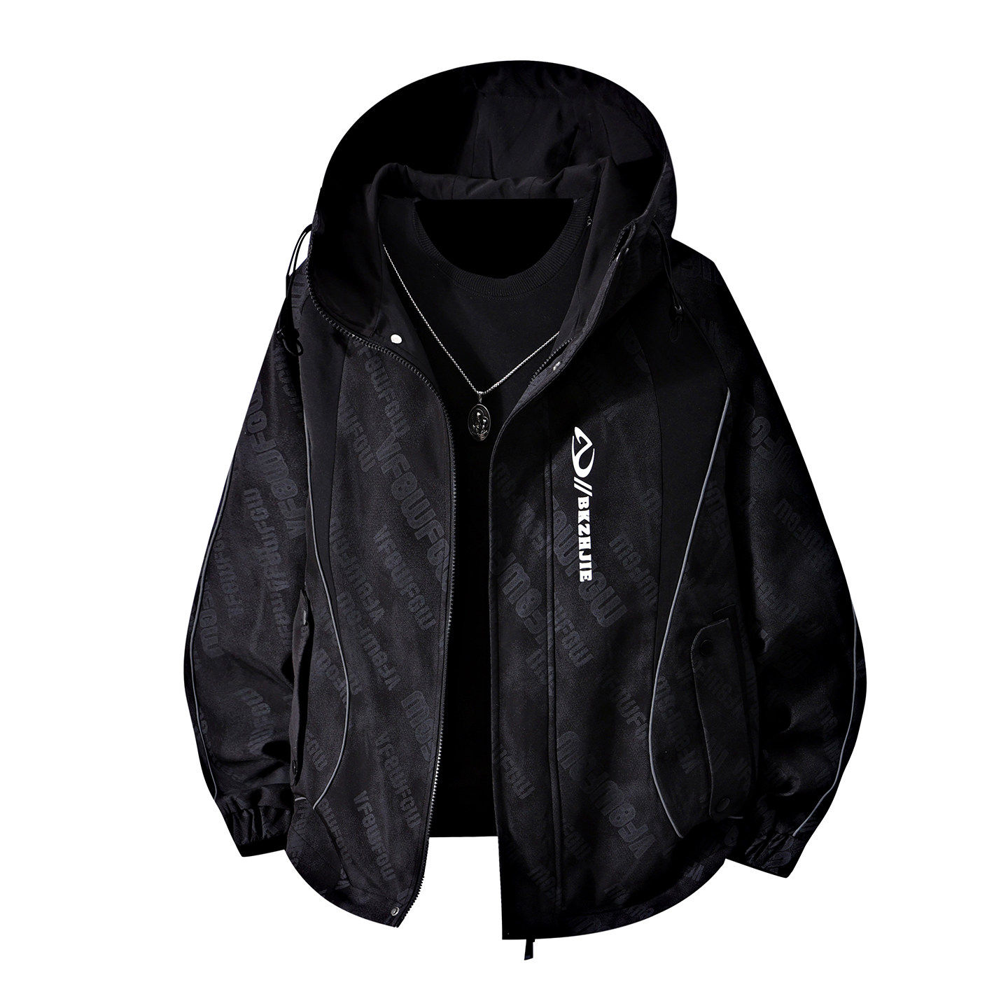 春秋款冲锋衣外套男初中高中学生潮流帅气夹克青少年大童男装上衣