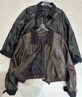 女宽松显瘦短款 PU皮夹克衫 羽绒服皮衣外套潮 复古美式 2025秋冬新款