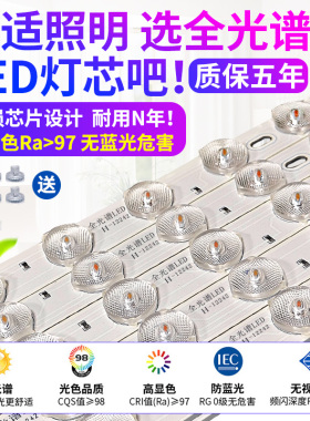全光谱led灯芯护眼高显色防蓝光卧室客厅吸顶灯替换灯盘灯带灯条