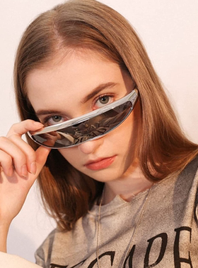 Y2K千禧风X战警未来科技感墨镜女潮酒吧舞会赛博朋克镭射太阳镜男