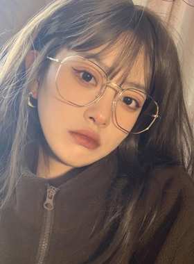 网红金丝边眼镜框女近视可配度数大框韩式平光镜复古日系素颜神器