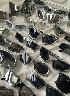 千禧风科技感镭射太阳眼镜男女潮辣妹网红蹦迪骑行机能风墨镜