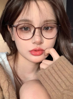 超轻TR90冷茶色眼镜框防蓝光近视眼镜女韩版潮可配度数小红书同款