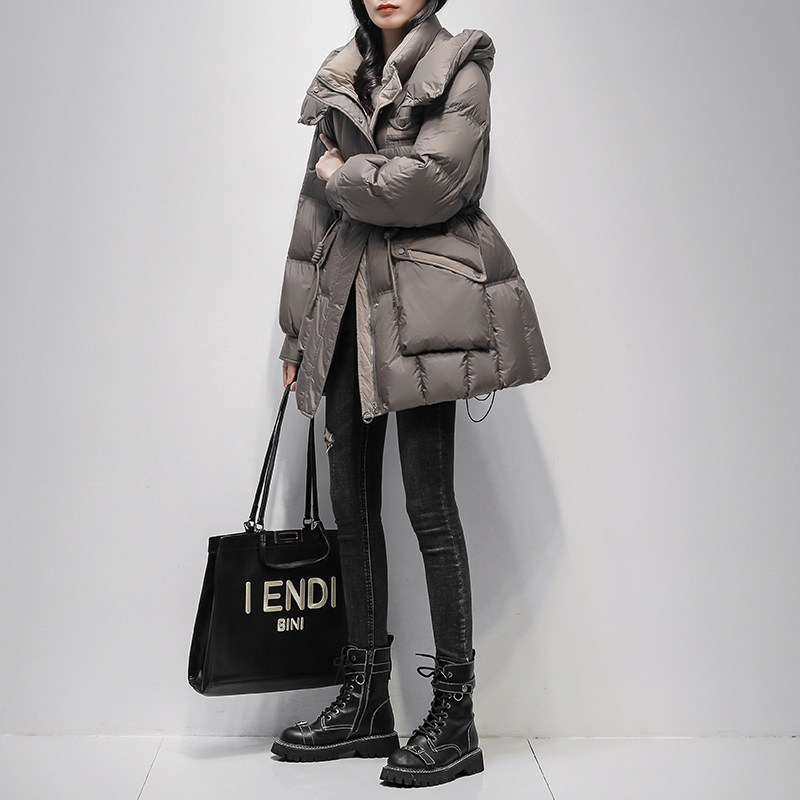 专柜正品轻奢短款羽绒服2025年冬季韩版90白鸭绒收腰连帽加厚外套