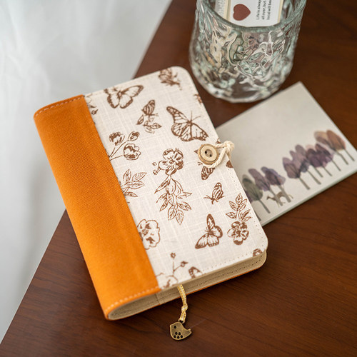 黄色拼布蝴蝶款可爱小清新A5A6活页线装随身文艺手账本日记事手工