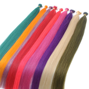 65cm真人发丝彩色挑染接发束假发女棒棒发无痕隐形发片human Hair