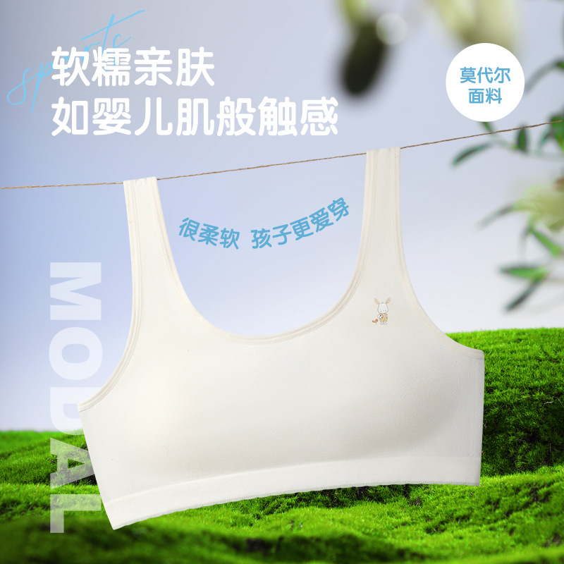 少女内衣初中高中学生青春发育期13无痕云感文胸女童运动防震背心