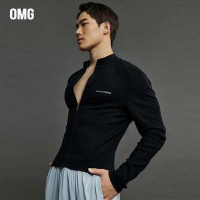 OMG长袖男士紧身外套高弹力春秋