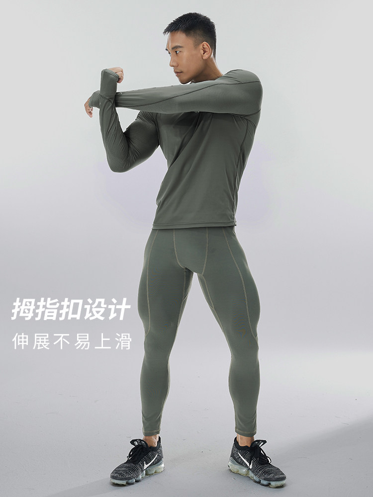 OMG FITNESS SUIT MENS SPORTS TIGHTS LONG SLEEVES AND LONG PANTS TWO-PIECE TRAINING PROFESSIONAL MOISTURE ABSORPTION AND BREATHABILITY