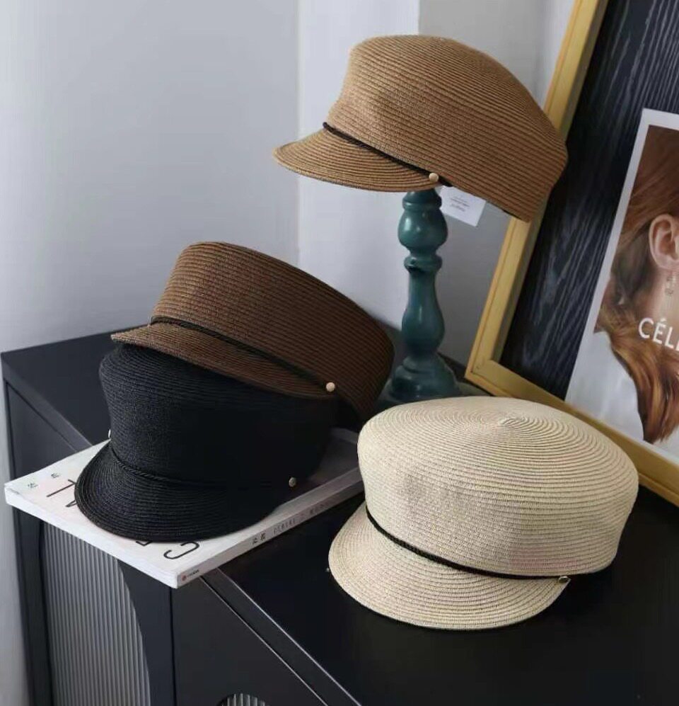 2026新款春夏日系不规则褶皱鸭舌帽英伦复古报童帽女出游逛街草帽