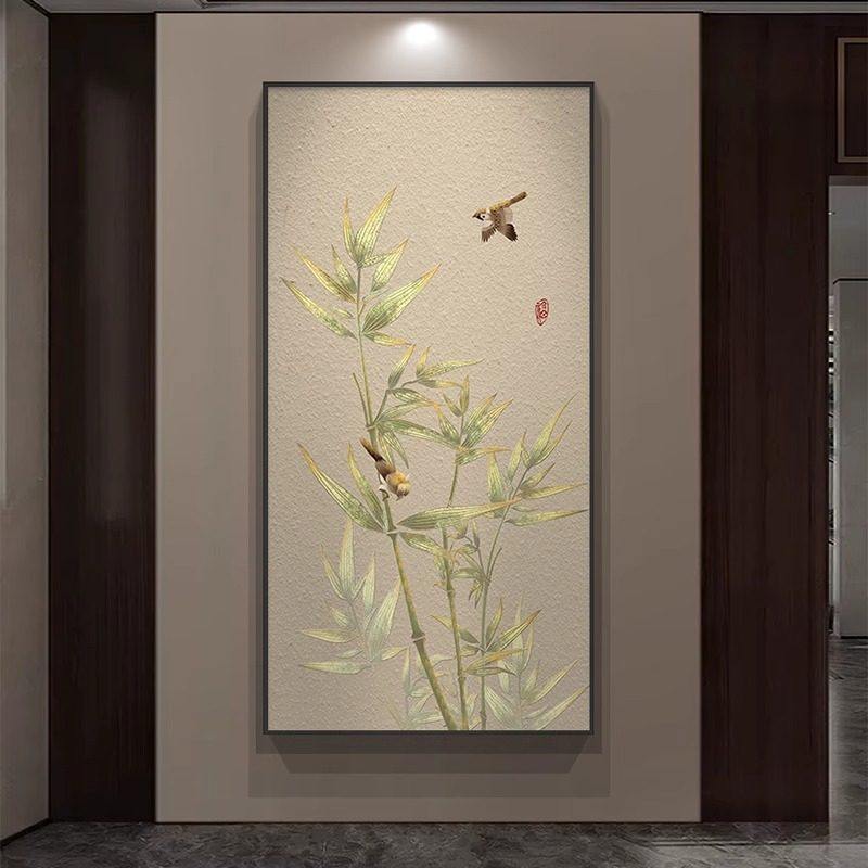新中式玄关走廊过道装饰画竹子画节节高升壁画客厅沙发背景墙挂画,家居饰品,油画,淘宝优惠券,粉丝福利购,淘宝优惠卷
