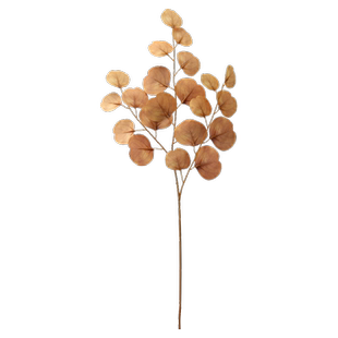 单支仿真苹果叶家居装饰绿植摆件客厅秋色树叶花艺尤加利圆叶假花