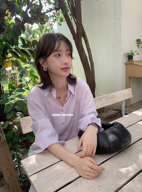 IMISS韩标!重磅多色夏装韩版天丝质感百搭宽松长袖衬衫女士Z60657