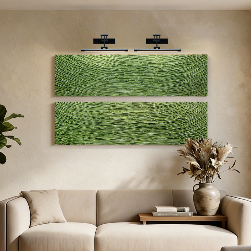 现代简约客厅沙发背景墙横幅大画木雕手绘立体带灯挂画抽象手工画