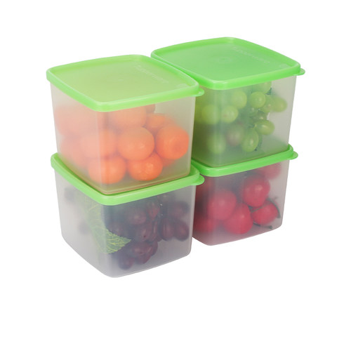 特百惠保鲜盒800ml4件套彩色方盒