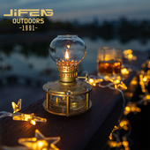 JiFengOutdoors复古铜煤油灯氛围装 饰灯长续航户外露营野营照明灯