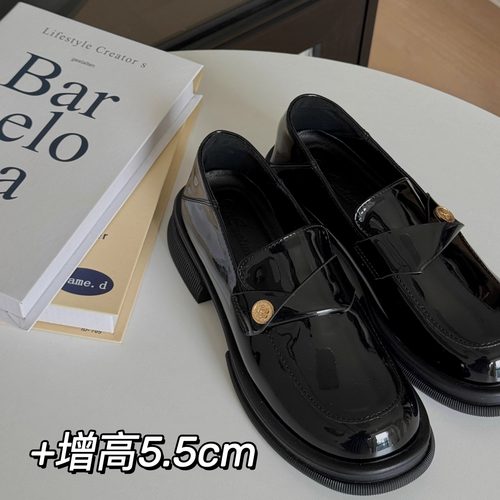 小个子增高5.5cm复古乐福鞋牛皮小皮鞋