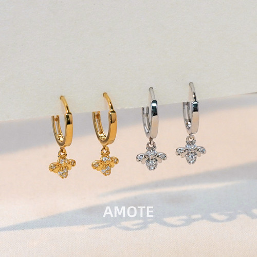 AMOTE小蜜蜂S925银耳圈通勤百搭