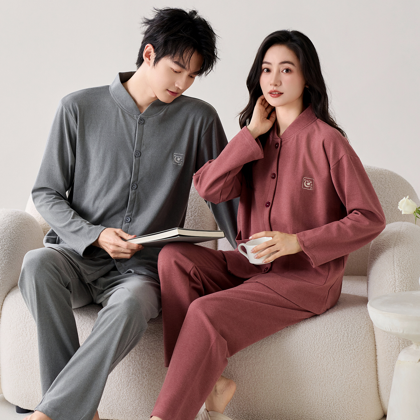 德绒睡衣男士女款秋冬季加厚中年中老年人爸爸妈妈打底衫秋衣冬天