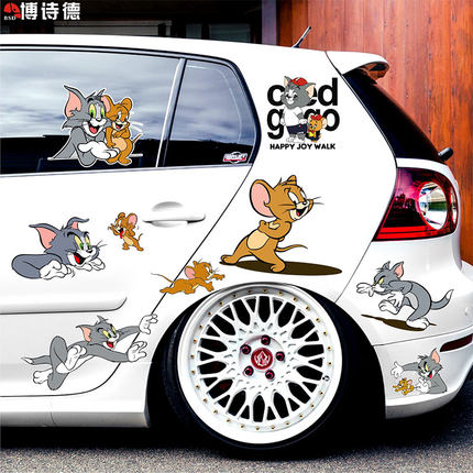 猫和老鼠车贴创意个性网红汤姆卡通车门贴猫和老鼠搞笑趣味车身贴