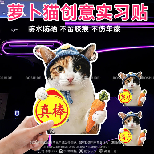 萝卜纸巾猫咪表情包实习磁吸车贴