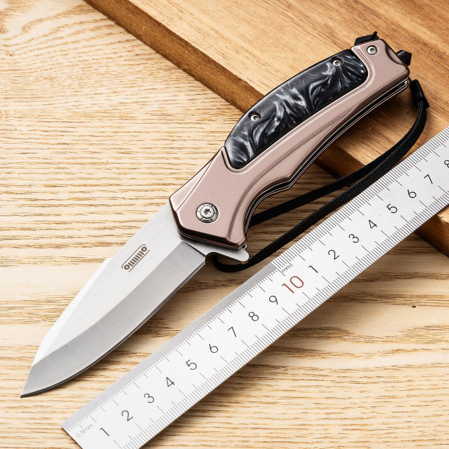 进口D2不锈钢树脂柄折叠刀户外刀具高硬度多功能折刀折叠水果刀