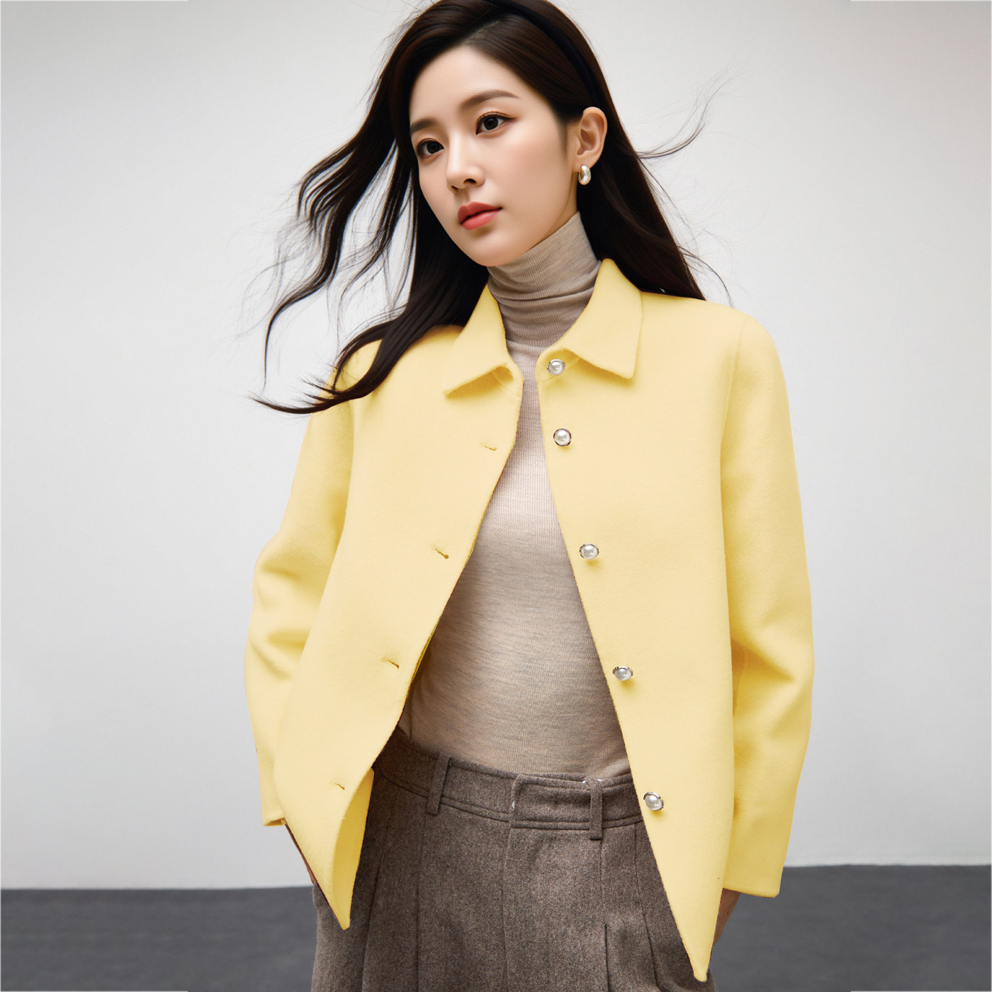 加厚纯羊毛毛呢外套女短款