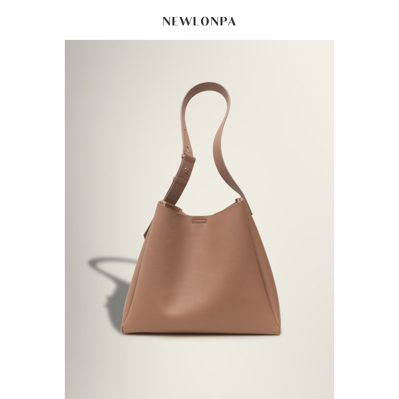 NEWLONPA水桶包2020新款潮托特包女大容量真皮软皮通勤单肩菜篮子