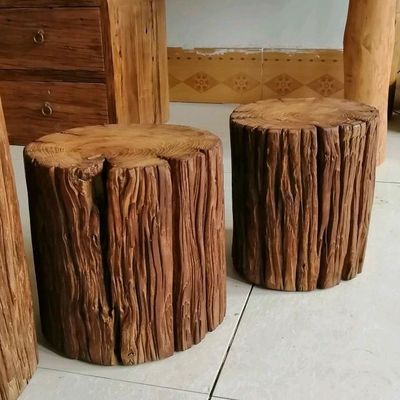 木坐墩花盆百年自然风化纹理清晰