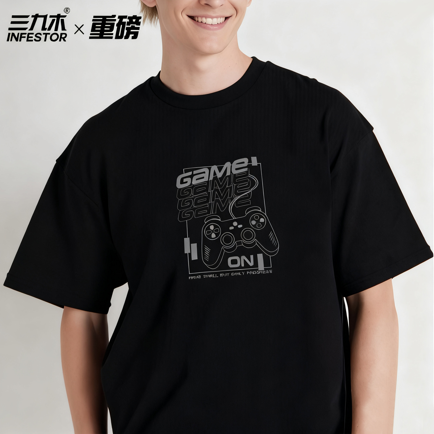 三九木重磅游戏机印花短袖T恤宽松嘻哈街舞bboy舞者学生男女上衣t