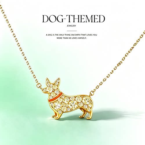 柯基犬S925银锁骨链女小清新